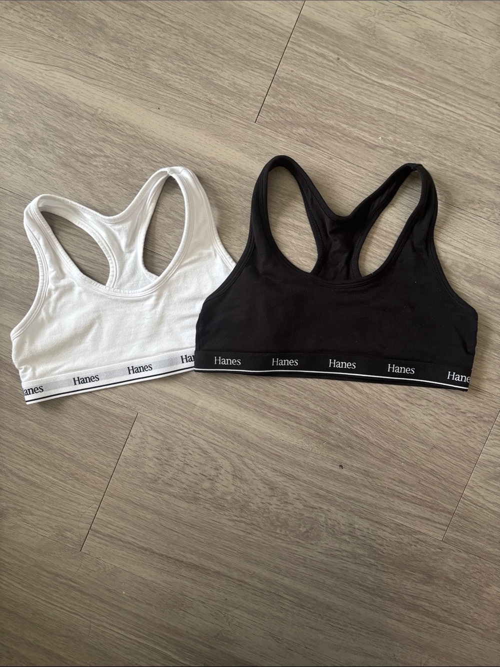 Hanes Cotton Blend Racerback Bras - Black & White